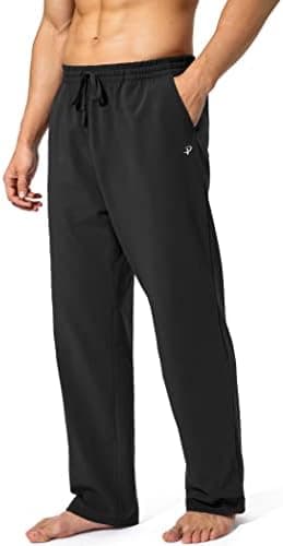 Pudolla Men's Cotton Yoga Sweatpants Athletic Lounge Pants Open Bottom Casual Jersey Pants for Men with Pockets - Image 3