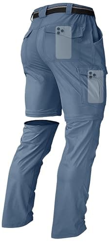 Men's Hiking Convertible Zip Off Pants Outdoor Waterproof Quick Dry Lightweight Fishing Safari Travel Cargo Work Pants Stone Blue 38 - Image 1