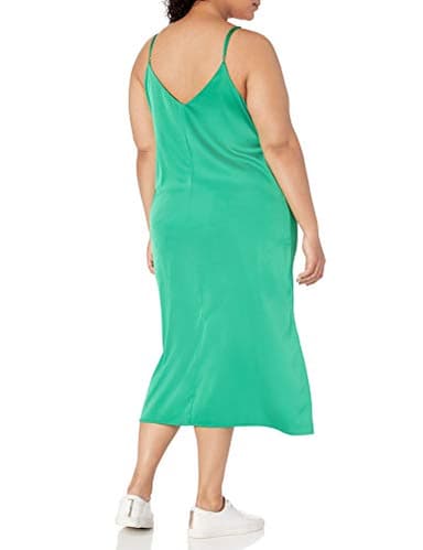 The Drop Women's Ana Silky V-Neck Midi Slip Dress, Emerald, S - Image 2