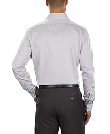 Calvin Klein Men's Slim Fit Non-Iron Herringbone Point Collar Dress Shirt, Smoke, 15" Neck 32"-33" Sleeve - Image 2