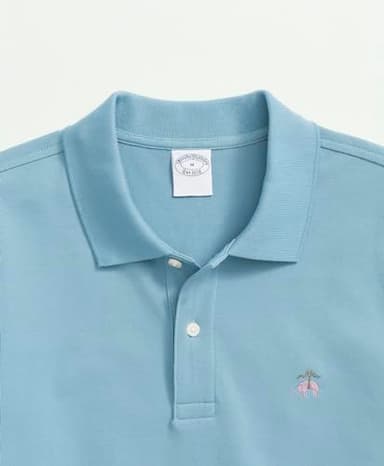 Brooks Brothers Men's Short Sleeve Cotton Pique Stretch Logo Polo Shirt, Adriatic Blue, Small - Image 4