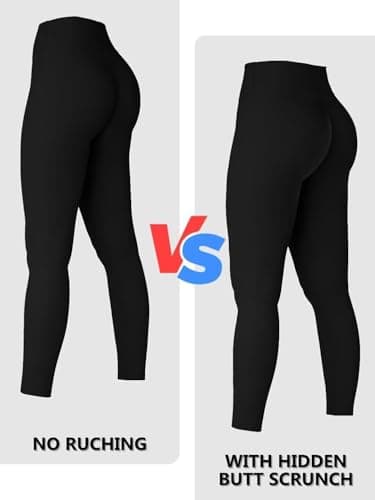 Sunzel Sunzfly Invisible Butt Scrunch Workout Leggings for Women, Butt Lifting High Waisted Gym Yoga Pants with Tummy Control 25" Black Small - Image 3