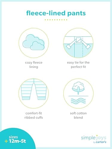 Simple Joys by Carter's Boys' 2-Pack Pull on Fleece Pants, Grey Heather/Navy, 6-9 Months - Image 5