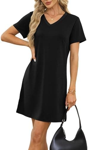 RUMIA Summer Dresses for Women 2026 V-Neck Casual Sundresses T-Shirt Dress - Image 5