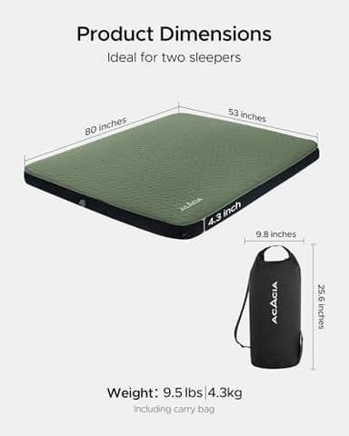 ACACIA 4.3" Thick Self Inflating Sleeping Pad with Foam | Innovative Y-Shaped Telescopic Structure | Ultraportable Camping Mattress | Outdoor Compact Air Mat for Tent Car | Full - Image 11
