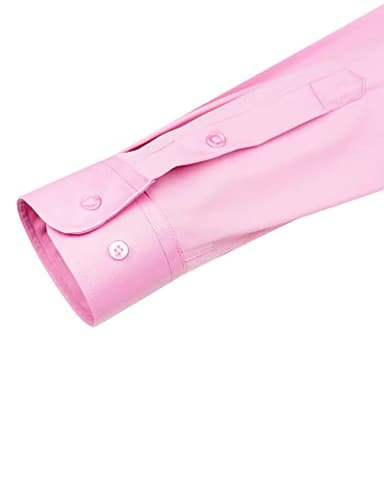 Alimens & Gentle Men's Dress Shirts Long Sleeve Wrinkle-Free Stretch Shirts Solid Formal Button Down Shirt with Pocket Pink - Image 6