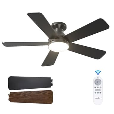addlon Ceiling Fans with Lights, 42 Inch Low Profile Ceiling Fan with Light and Remote Control, Flush Mount, Reversible, 3CCT, Dimmable, Quiet, Black Small Ceiling Fan for Bedroom Indoor/Outdoor Use - Image 1