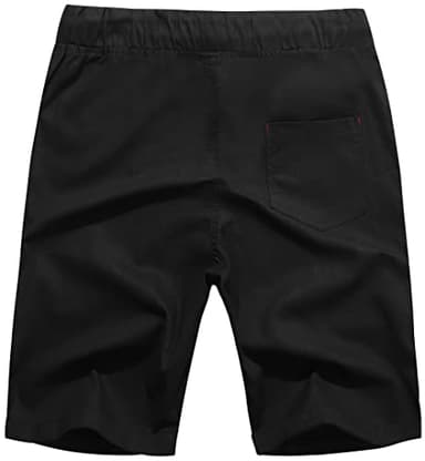 Janmid Men's Linen Shorts Casual Elastic Waist Drawstring Summer Beach Shorts with Pockets Black 2XL - Image 2