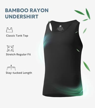 DAVID ARCHY Men's Tank Top Bamboo Rayon Undershirts Tank Shirt Moisture-Wicking A-Shirt for Men, 3-Pack (M, Black) - Image 4