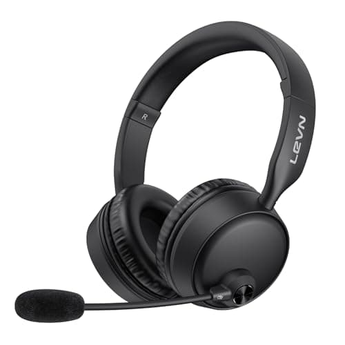 LEVN Bluetooth Headset with Microphone, Wireless Headset with Mic & Mute Button, 60 Hrs Working Time, Noise Cancelling Bluetooth Headphomes 5.3 Multipoint Connect to Cell Phone/Mobile/Laptop/Tablet/PC - Image 1