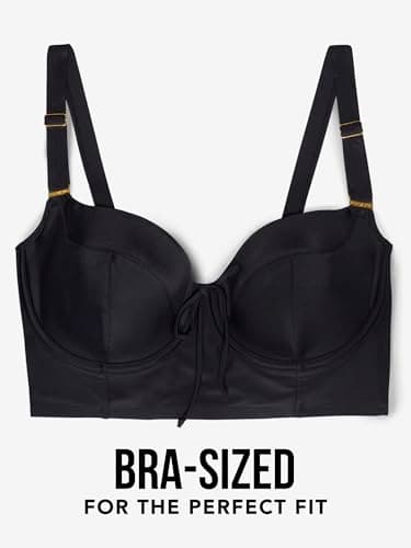 Smart & Sexy womens Plus-size Long Lined Underwire Top fashion bikini sets, Black Hue, 36DDD US - Image 5