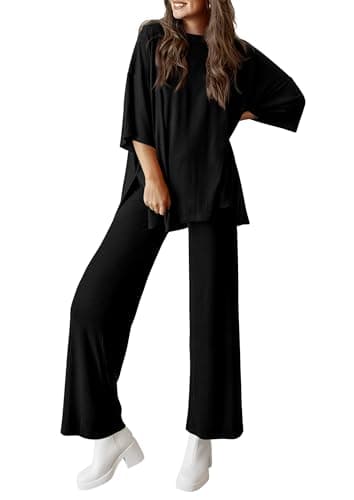 PRETTYGARDEN Two Piece Sets For Women Summer Fashion Lounge Matching Set 2025 Travel Vacation Airport Outfits Clothing (Black,X-Large) - Image 1