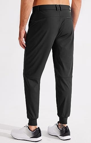Libin Men's Golf Pants Joggers Lightweight Quick Dry 3 Pockets Slim Fit Soft Stretchy Tapered Leg Work Dress Pants Athletic, Black XL - Image 2