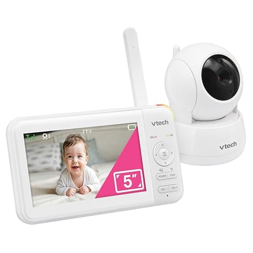VTech Video Baby Monitor with 5" LCD Screen, Up to 17Hrs Video & 31Hrs Audio Battery Life, Night Vision, 1000ft Range, Pan-Tilt-Zoom, Lullabies, Soothing Sounds, Temperature Sensor, No WiFi: 924W - Image 1
