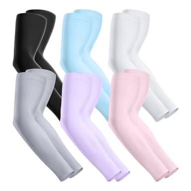 Fivali Arm Sleeves for Men Women: 6 Pairs Cooling UV Sun Protection Arm Compression Sleeve Youth Sports, Light - Image 1