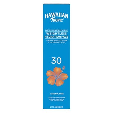 Hawaiian Tropic Weightless Hydration Water Sunscreen Mist for Face SPF 30 | Non-Aerosol Sunscreen Spray Travel Size, Beach Essentials, Summer Essentials, Travel Sunblock Face SPF Spray, 2.1 fl oz - Image 8