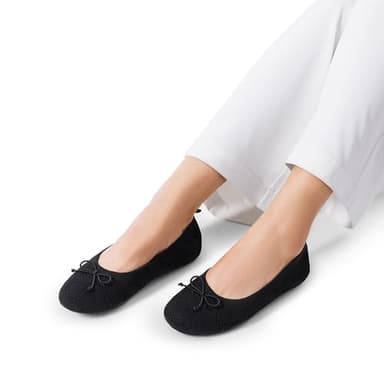 DREAM PAIRS Women's Flats, Foldable Ballet Flats for Women, Bowknot Round Toe Comfort Light Weight Slip-On Knit Dress Shoes,Size 7.5,Black,DWUMFA2502 - Image 8