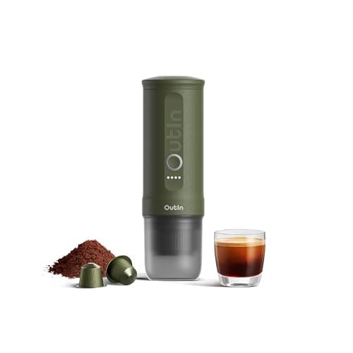 OutIn Nano Portable Electric Espresso Machine, Travel Coffee Maker for Camping, Car Coffee Maker Self-Heating with USB-C, With Ground Coffee & NS Capsule for RV, Hiking, Office - Image 1