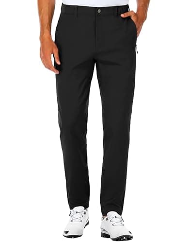 SPECIALMAGIC Work Pants for Men Outdoor Pants Stretch Casual Ripstop Pants Golf Tapered Lightweight Pockets Black,36-32 - Image 1