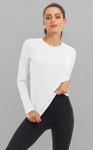 MAGCOMSEN Women's Long Sleeve Rash Guard Shirt - UV Protection, Hiking, Running, Fishing - White - Image 7