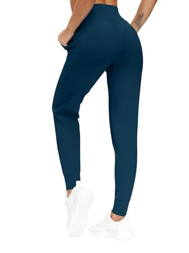 THE GYM PEOPLE Women's Joggers Pants Lightweight Athletic Leggings Tapered Lounge Pants for Workout, Yoga, Running Dark Blue Green - Image 8