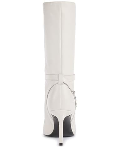 Karl Lagerfeld Paris Women's Sharina Mid-Calf Heeled Bootie Ankle Boot, Soft White, 8 - Image 2