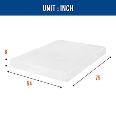 FDW | 6 Inch Full Mattress | Medium Firm | Gel Memory Foam Mattress | White | Bed in a Box, CertiPUR-US Certified | Pressure Relief, Cooling Ventilated Foam | Washable Removable Cover - Image 2