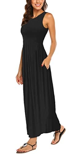 Hount Women's Summer Dresses Sleeveless Casual Long Maxi Sundresses 2025 Solid Black Large - Image 1