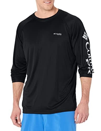 Columbia Men's PFG Terminal Tackle Long Sleeve Fishing Shirt, Black/Cool Grey Logo, Small - Image 1