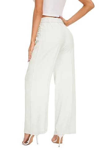 FUNYYZO Women's Wide Leg Pants High Elastic Waisted in The Back Business Work Trousers Long Straight Suit Pants - Image 6