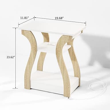 FROMJBEST End Table Set of 2 with Charging Station, Side Table with USB Ports and Outlets, Nightstand, 3 Tier End Table with Storage Shelf for Living Room, Bedroom (White Set of 2) - Image 3