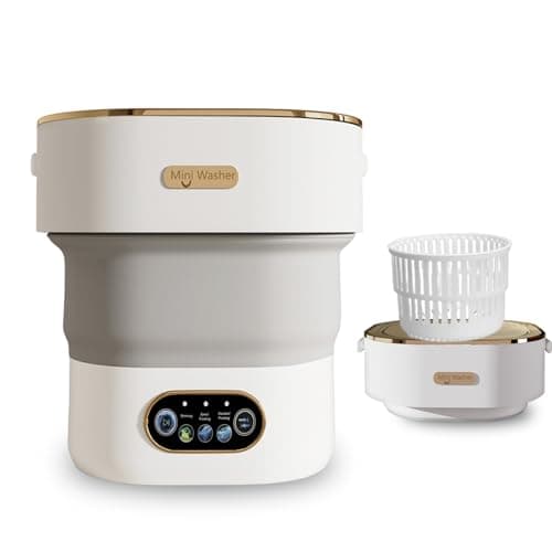 LGLRTD Portable Washing Machine, 15L Small Foldable Washer with 3 Cleaning Modes for Baby Clothes, Underwear, Small Items, Mini Collapsible Laundry for Travel Apartment Home Dorm Hotel Camping (White) - Image 1