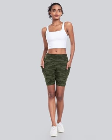 CHRLEISURE Womens Biker Yoga Shorts with Pockets: High Waisted Tummy Control Spandex Workout Athletic Gym Shorts 4 Packs(8'' Camo, 2XL) - Image 3