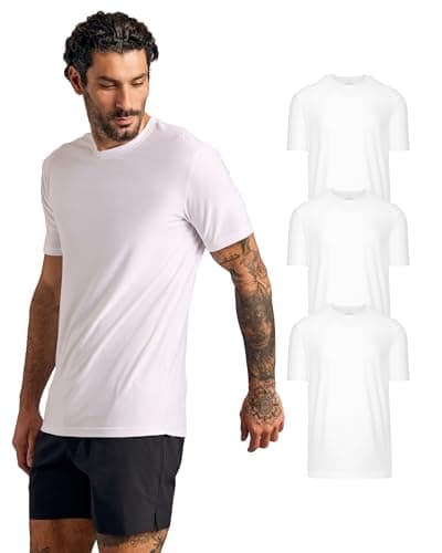 True Classic Workout Shirts for Men – Mens Shirts & Muscle Shirt for Men, Gym Shirt, Mens Tank Top and Athletic Base Layer, Quick-Dry Workout Tee, Pack of 3, White, L - Image 1