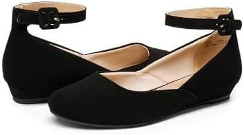 DREAM PAIRS Women's Dress Flats Ballet Low Wedge Round Toe Ankle Strap Comfortable Casual Flats Shoes - Image 6