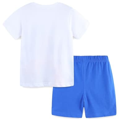 Baby Toddler Boy Clothes Easter Outfits Summer Cotton Short Sleeve Tshirt Tee and Shorts Clothing Set White Dinosaur 2t - Image 2