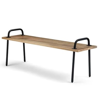 SIMPLIHOME Berkeley SOLID MANGO WOOD 56 inch Wide Industrial Entryway Bench in Natural for the Living Room, Entryway and Family Room - Image 1