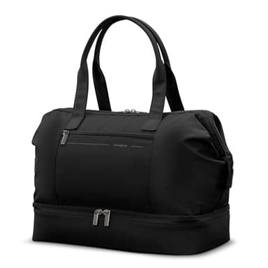 Samsonite Better Than Basics Weekender Duffle – Drop Bottom Travel Bag with 14” Laptop Compartment, SmartSleeve™ Trolley Strap, Adjustable Shoulder Strap, Durable RPET Lining, Black - Image 1
