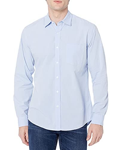 Amazon Essentials Men's Regular-Fit Long-Sleeve Casual Poplin Shirt, Light Blue, X-Large - Image 1