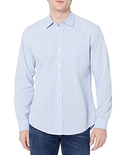 Amazon Essentials Men's Regular-Fit Long-Sleeve Casual Poplin Shirt, Light Blue, X-Large - Image 1