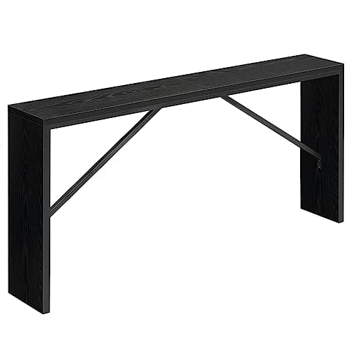 MAHANCRIS Console Table, 62.2" Long Sofa Table Behind Couch, Narrow Entryway Table, Farmhouse Dining Table with Angled Metal Frame, Industrial Console Table for Entryway, Black CTHB15801 - Image 1