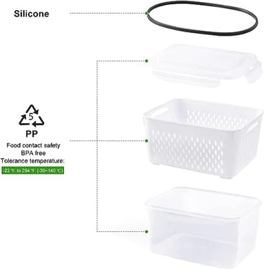 4 PCS Fruit Storage Containers for Fridge with Removable Colander, Airtight Food Storage Container, Dishwasher Safe Produce Saver Container for Refrigerator, Keep Berry Fruit Vegetable Fresh Longer - Image 7