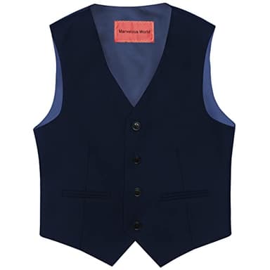 Marvelous World Boys Navy Slim Fit Suits Set Formal Suits 3-Piece Size 18 Suits for Kids Toddler Tuxedos Dresswear Ring Bearer Outfit Boys Wedding Suits Dress Clothes Teen Youth Adjustable Waist - Image 5