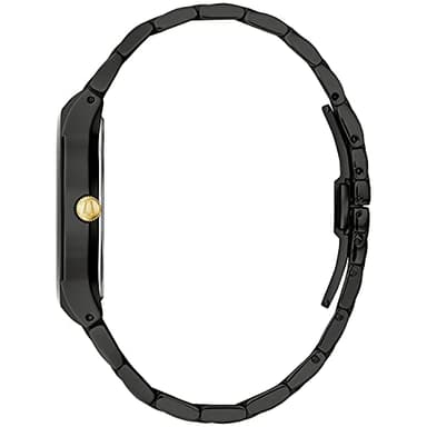 Bulova Men's Modern Black Ion-Plated Stainless Steel 3-Hand Calendar Date Quartz Watch, Gold Tone Accents and Diamond Dial, 40mm Style: 98D166 - Image 2