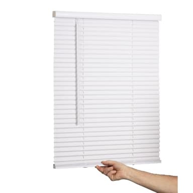 LOTUS & WINDOWARE Cordless Mini Blind, 1" Vinyl Slats, 33" Wide x 60" Long - White, Window Blinds for Home and Office, Interior Door Blinds - Light Filtering - Image 1
