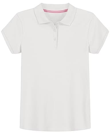 IZOD Big Girls School Uniform Short Sleeve Interlock Polo, White, 16 - Image 1