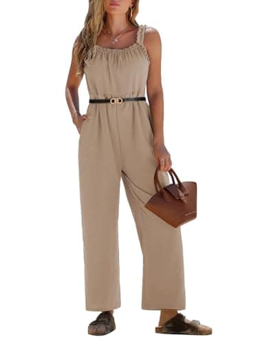 EXLURA Women's Summer Casual Dressy Jumpsuits Loose Overalls One Piece Sleeveless Wide Leg Pant Rompers with Pockets 2025 - Image 1