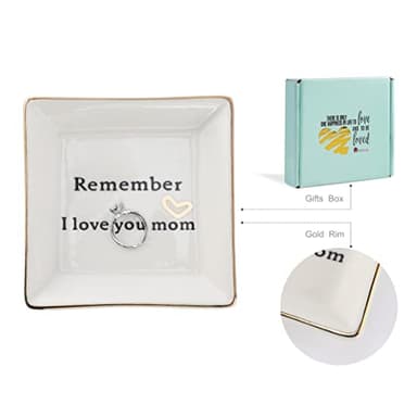 HOME SMILE Ceramic Ring Dish Jewelry Tray-Mom Gifts, Remember I Love You Mom - Birthday, Mother's Day, Christmas Gifts for Mom - Image 3