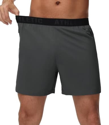 GymBrave Men's 5 inch Athletic Running Shorts with Zipper Pockets Lightweight Quick Dry Workout Gym Shorts for Men 2 Pack Black Grey XL - Image 4