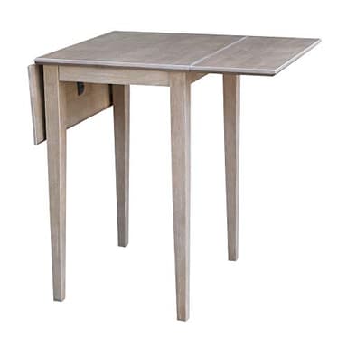 IC International Concepts, Solid Wood Small Drop Leaf Dining Table, Solid Real Wood, Sturdy Parawood,36 X 22 X 29, Minimum Assembly, Washed Gray Taupe - Image 9